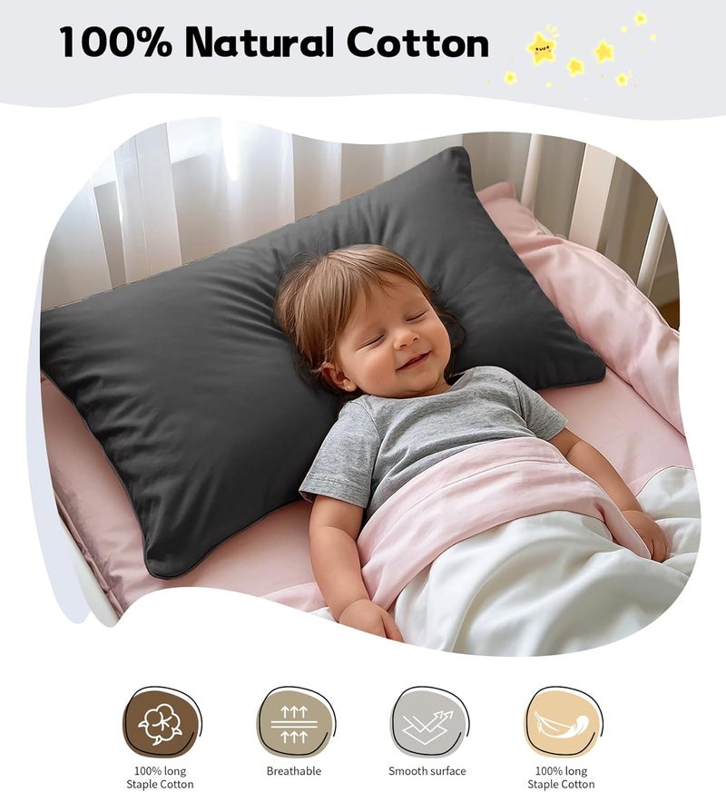 DEEPDREAM Toddler Pillowcases for 13x18 Pillow 2 Pack, 100% Cotton Travel Pillow Case Cover, 600 Thread Count Cotton Pillow Covers, Soft & Breathable Small Pillow Cases Envelope Closure, Black - Image 3